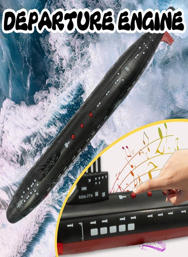 OTONOPI Toy Submarine Military Toy Naval Ship with Launching Function Model Ship with Sound Effects Army Toy War Ship Play Set for Kids 16.5 Inches Boat with Display Stand - Image 2